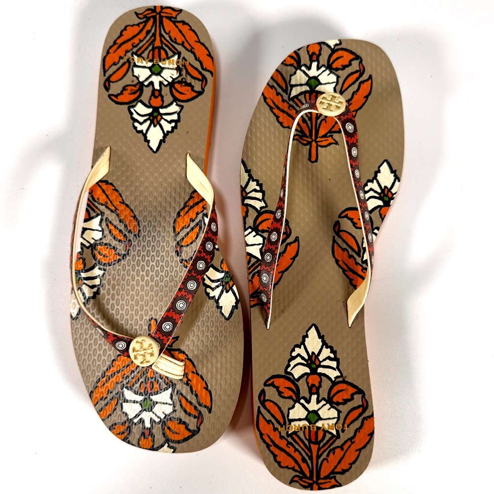 Tory Burch Flip-Flop Sun Geo Pave Block Print Size 7M
